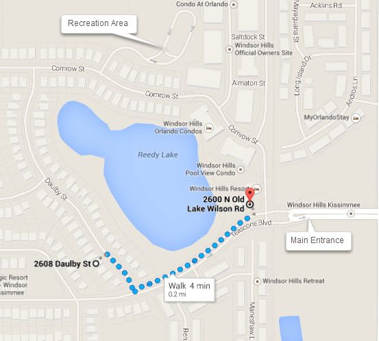 Directions From Villa By The Castle To The Windsor Hills Parking Lot at the Clubhouse